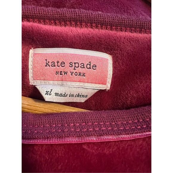 Kate Spade XL Sparkle And Shine Velour Crewneck Sweatshirt Burgundy Soft Lounge - Picture 10 of 10